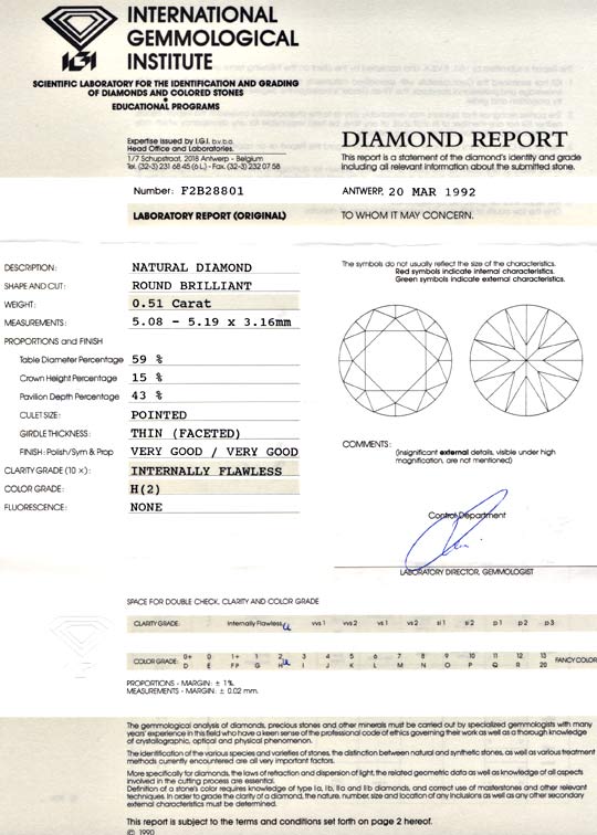 Foto 9 - Diamant-Zertifikat IGI, Brillant 0,51ct Weiss Lupenrein, D5683