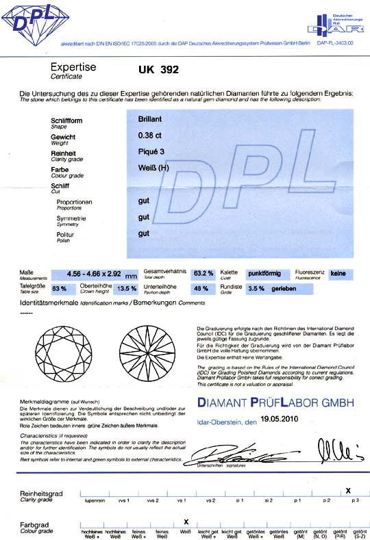 Foto 9 - Diamant 0,38 Carat Brillant DPL Expertise Wesselton P3, D6104