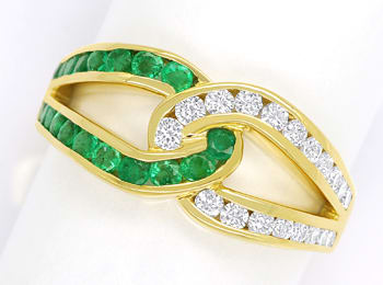 Foto 1 - Diamantring Spitzen Smaragde und Brillanten 18K Gold, S2211